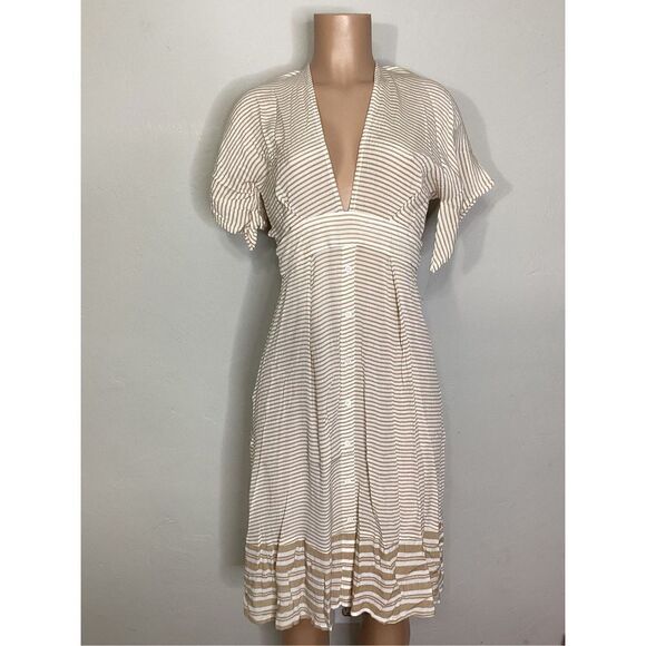 New. Faithfull the Brand Beige Striped Midi Dress. Size 4. Retails $180 - Picture 10 of 16